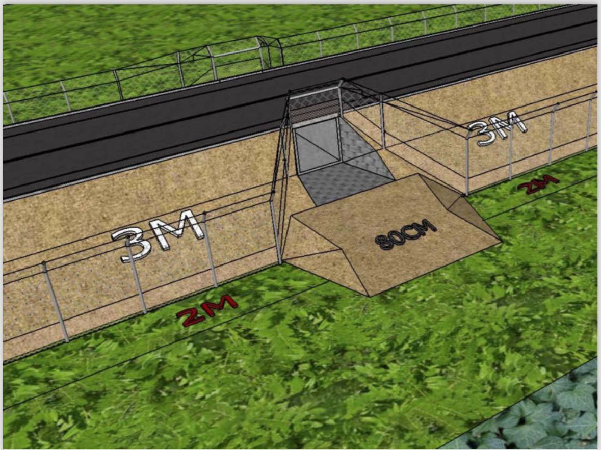 The federal government's proposal to turn the BR-319 into a “park road” calls for fences to isolate the road, electronic monitoring, limited access points for surrounding villages and 170 wildlife crossings through tunnels below the road. Image courtesy of DNIT.