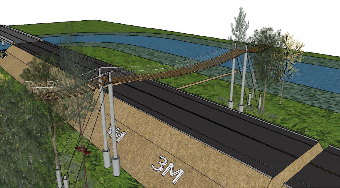 The federal government's proposal to turn the BR-319 into a “park road” calls for fences to isolate the road, electronic monitoring, limited access points for surrounding villages and 170 wildlife crossings through tunnels below the road. Image courtesy of DNIT.