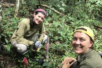 Amanda L. Cordeiro (left), a postdoctoral scholar at the University of Minnesota and Daniela F. Cusack, Associate Professor in the Department of Ecosystem Science and Sustainability at Colorado State University at one of their research sites to investigate how root systems react to climatic changes.