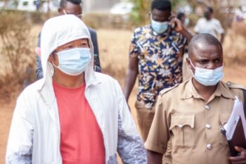 Yunhua Lin, left, at the court in Malawi in 2021. Image courtesy of EIA.