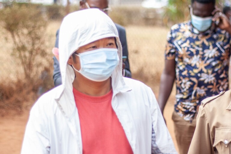 Yunhua Lin, left, at the court in Malawi in 2021. Image courtesy of EIA.