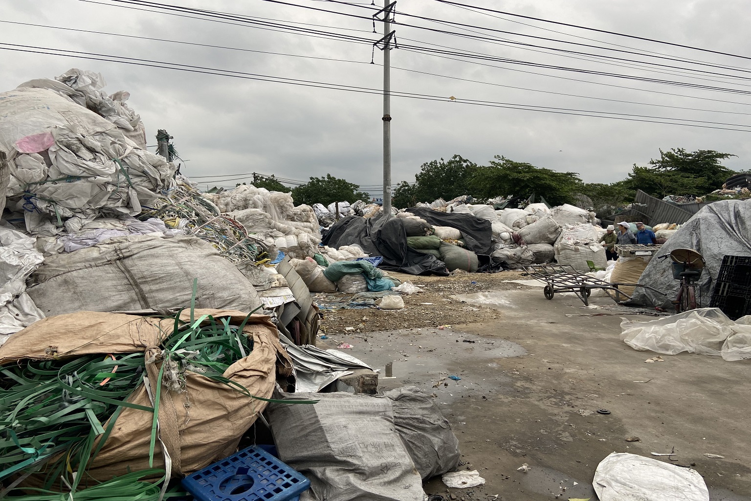 Imported plastic waste piled up in Minh Khai, Vietnam, one of the country’s largest recycling hubs.