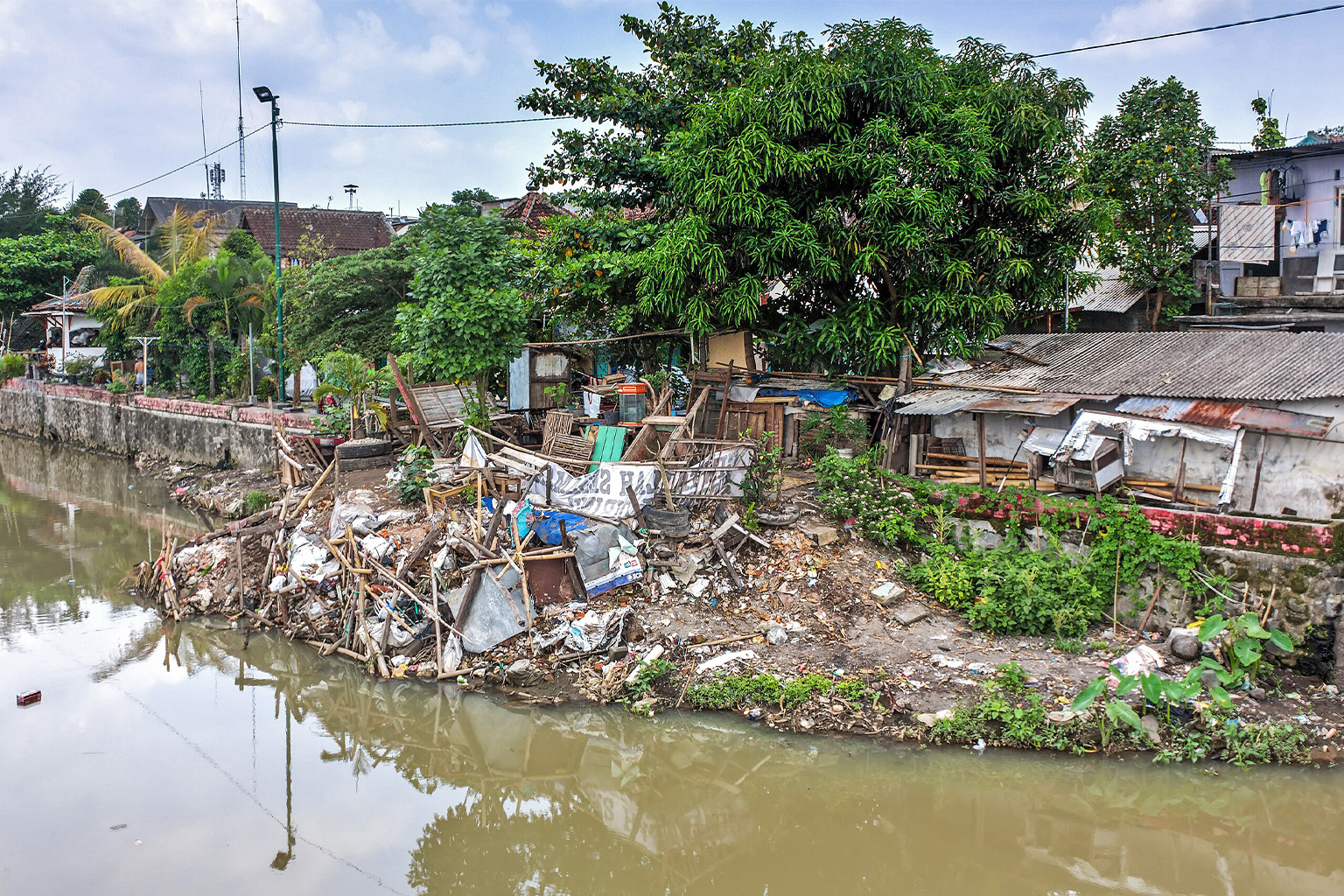 Garbage dumped next to Code River in Yogyakarta.