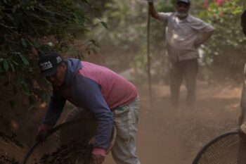 Sifting coffee beans in Porciuncula, Rio de Janeiro state, Brazil. (AP Photo/Bruna Prado)