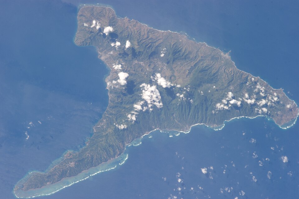 An aerial photo of Anjouan taken during ISS Expedition 36.