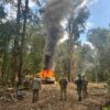 mining equipment on fire