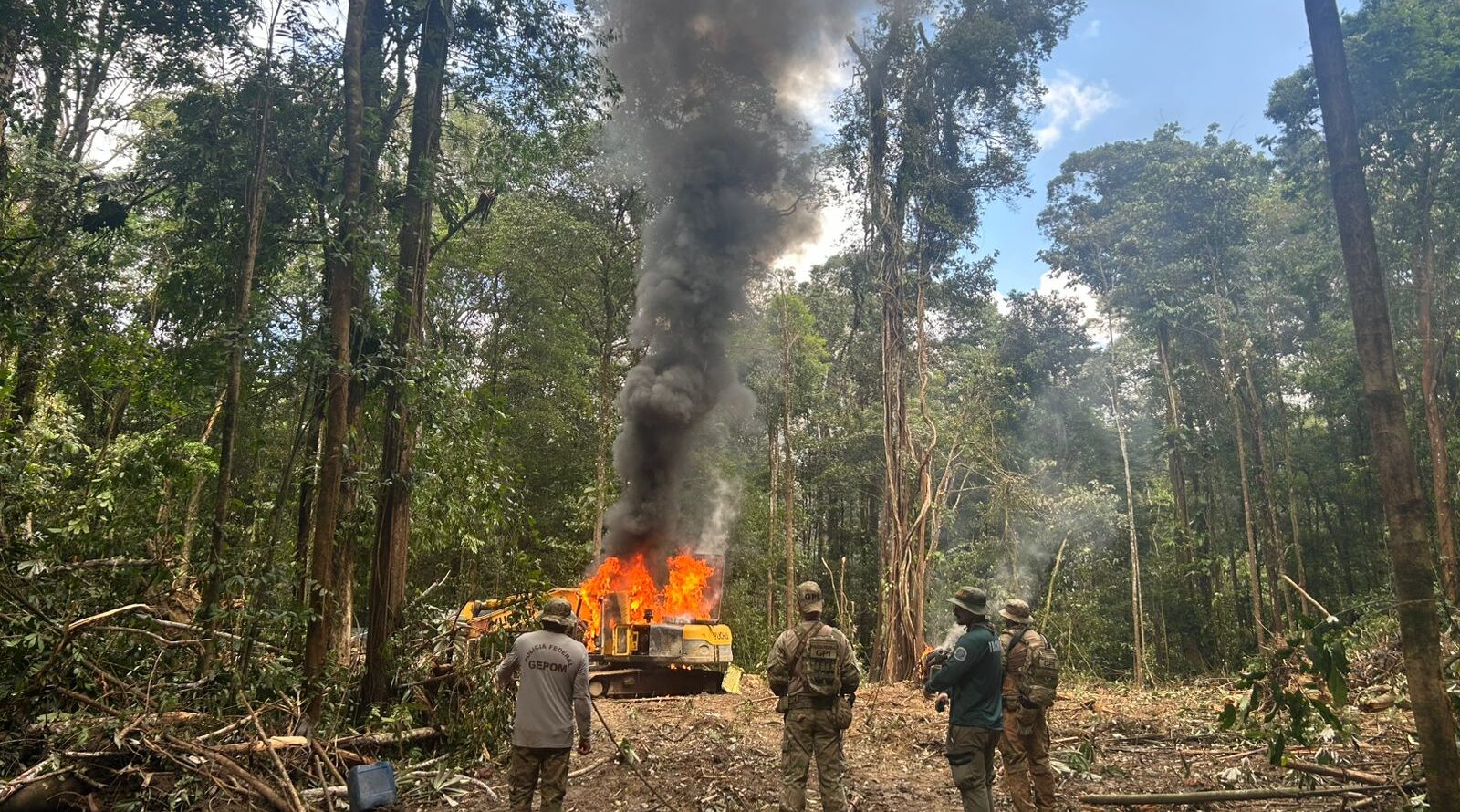 mining equipment on fire
