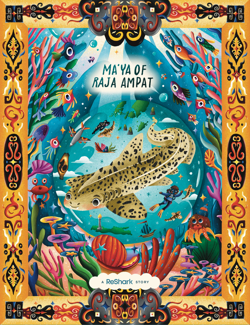 Can we undo extinction? A growing effort to restore lost sharks 21 Cover of ReShark’s first children’s book, a bilingual publication (Indonesian with Papuan dialect and English) which tells the story of a leopard shark pup in Raja Ampat. Image courtesy of ReShark.