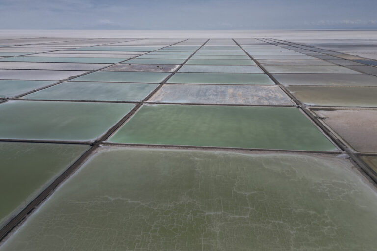 Salt recovery pools at an industrial plant that produces lithium carbonate in the Uyuni, Bolivia, (AP Photo/Juan Karita)