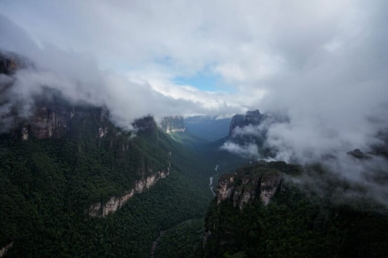 Venezuela tries an environmental rebrand, but critics aren’t buying it 3 Clouds shroud Canaima National Park. (AP Photo/Matias Delacroix)