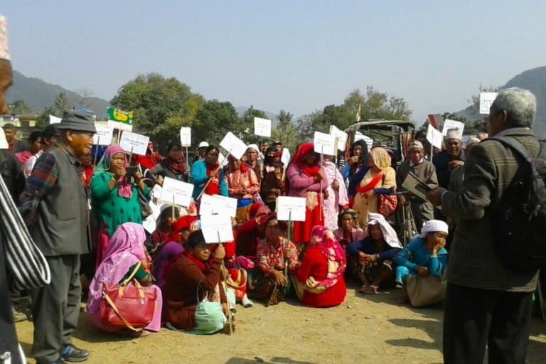 Magar people stage protest against the Tanahun Hydropower project. Image by Sanjog Laapaa Magar, INWOLAG.
