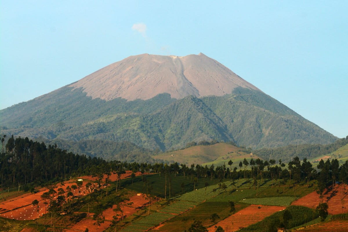 Mount Slamet, seen from the Brebes area.