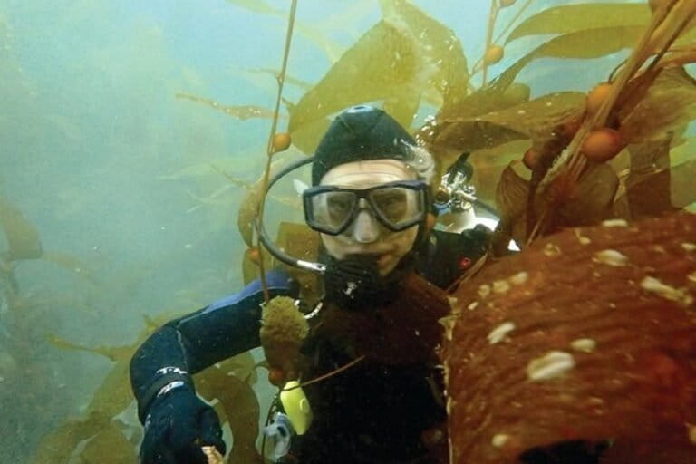 Author David Helvarg among the kelp stipes off Anacapa Island in southern California’s Channel Islands.