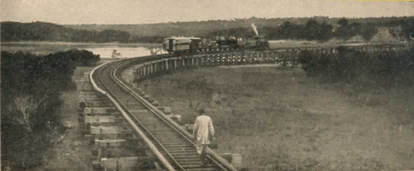 Railway near Mombasa, Kenya, in 1899