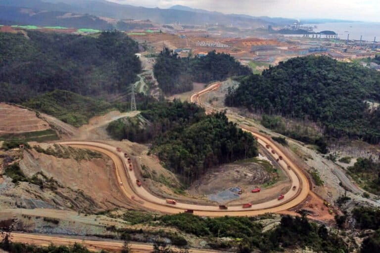 Nickel mining activity in the PT IWIP industrial area in Central Halmahera.