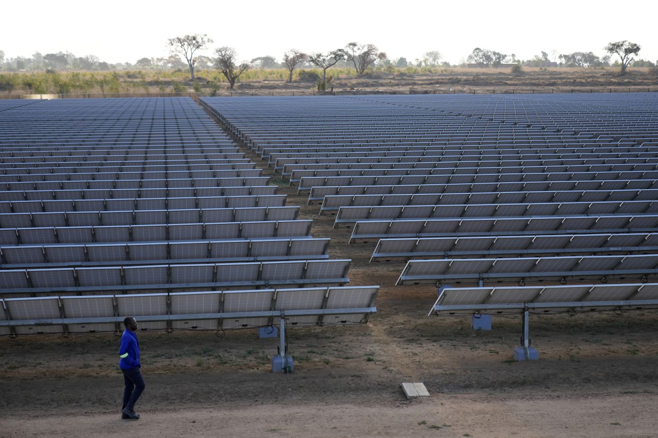 Solar plant on the outskirts of the Zimbabwean capital, Harare. Image by AP Photo/Tsvangirayi Mukwazhi