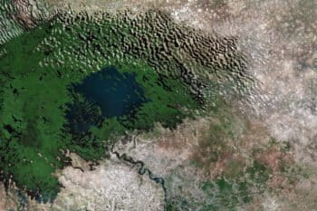 Satellite image of Lake Chad. Image courtesy of Maxar.