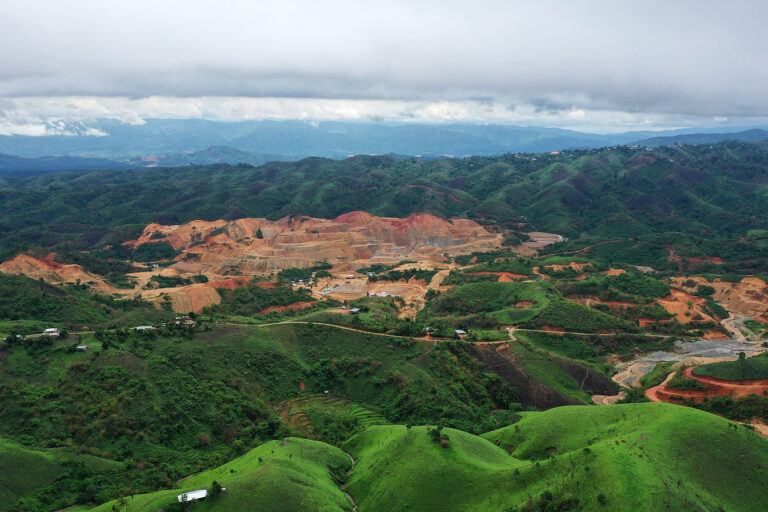 Drone shot of a mining site in Myanmar.