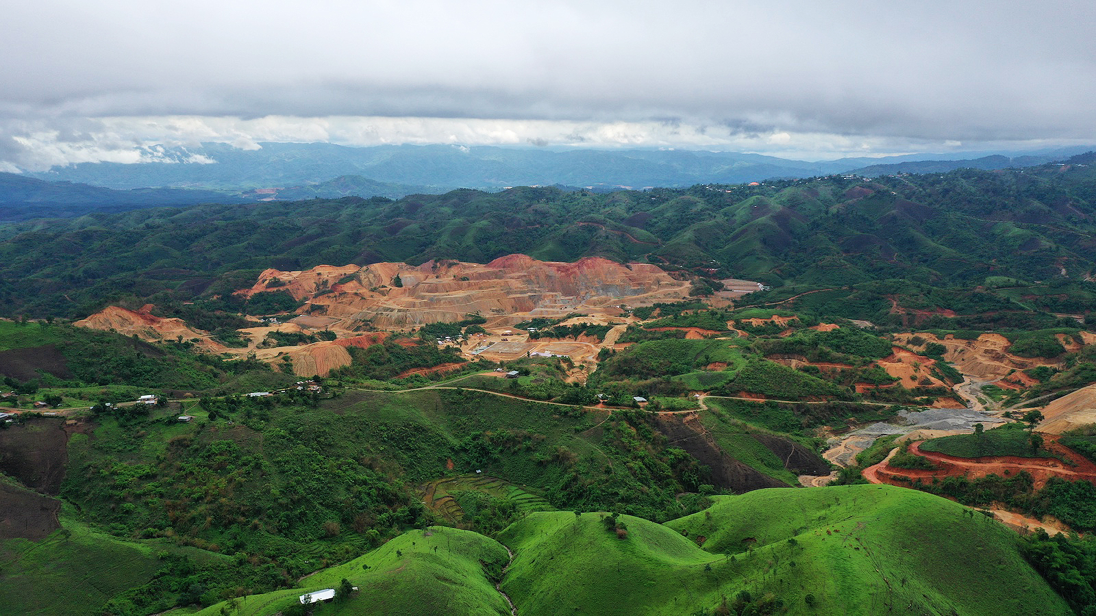 Drone shot of a mining site in Myanmar.