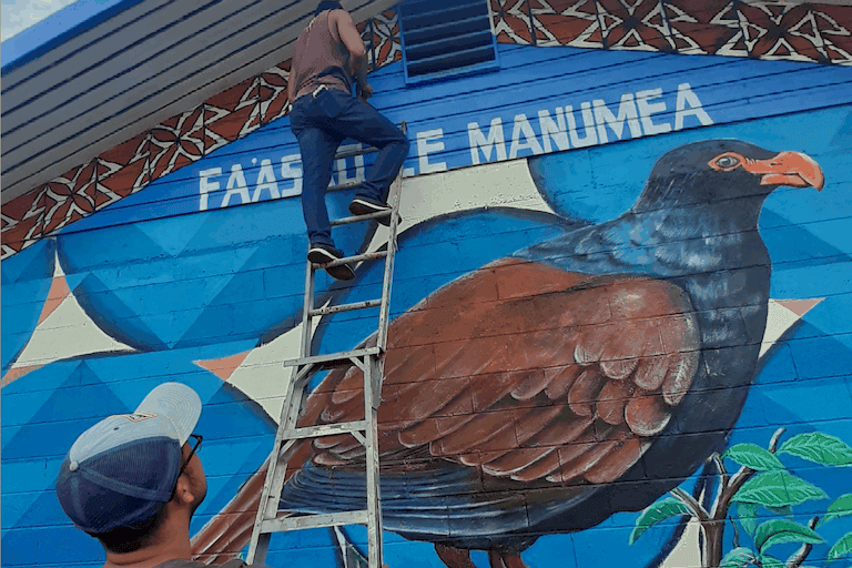 Public education efforts like this mural seek to raise the profile of Samoa's 'little dodo.' Image courtesy of Samoa Conservation Society.
