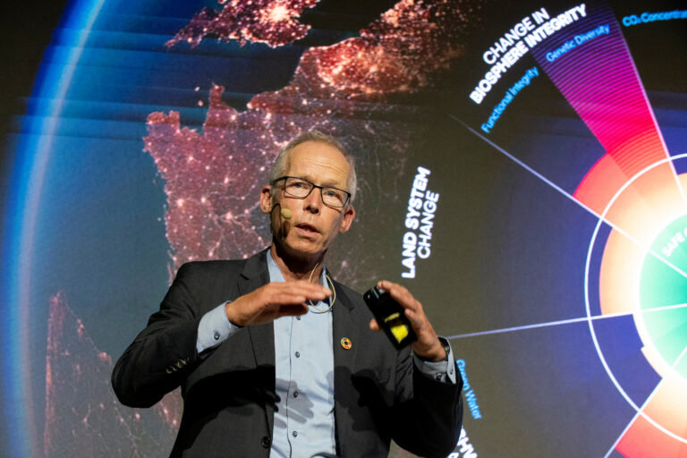 Johan Rockström presenting a planet boundaries talk at the 2025 Frontiers Planet Prize event in June.