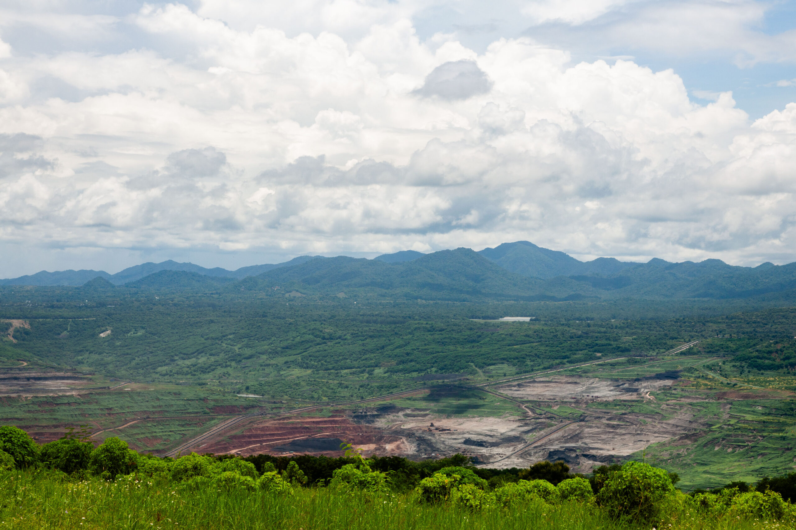 The view from a public garden built by EGAT that overlooks the lignite pits opened up in Mae Moh district to fuel the power plant. Image by Gerald Flynn / Mongabay.