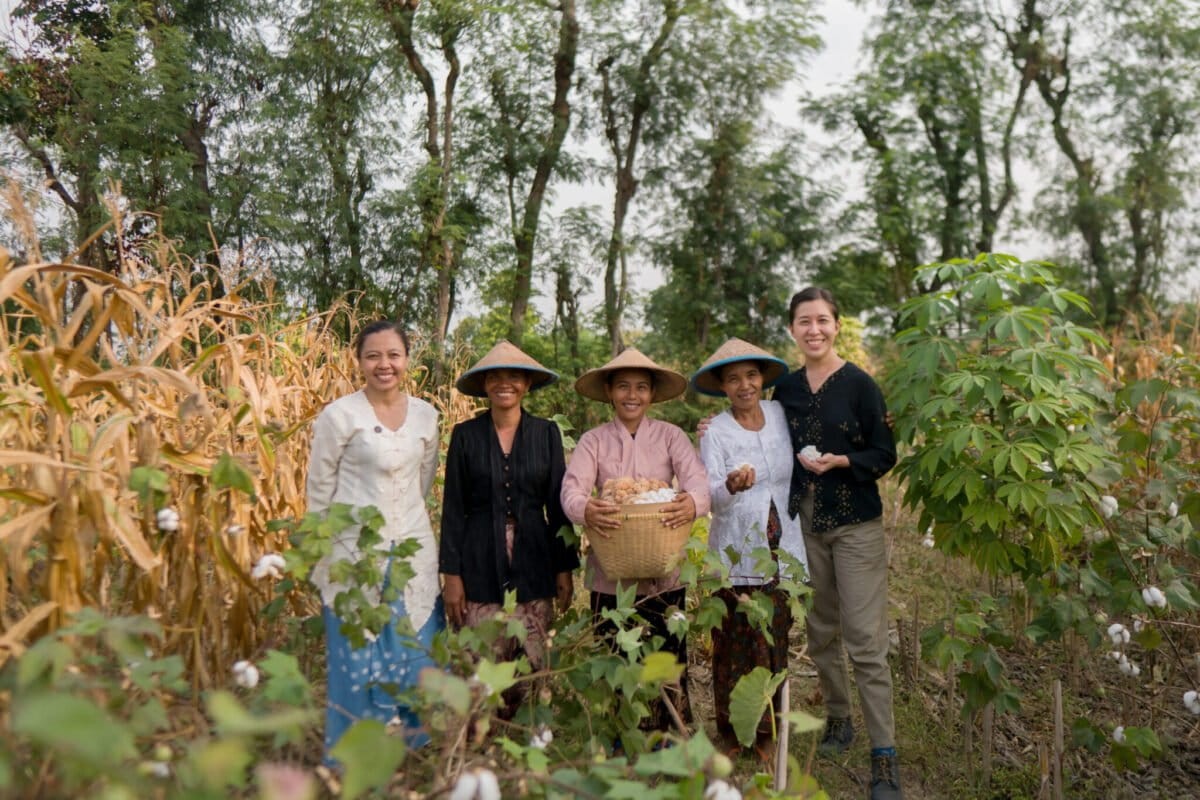Denica Riadini-Flesch (far left) with Indonesian farmers. Image courtesy of SukkhaCitta