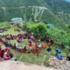 Community people in Jhumlabang gathered in a community meeting in July. Image courtesy of Jhumlabang Village Foundation (JVF).