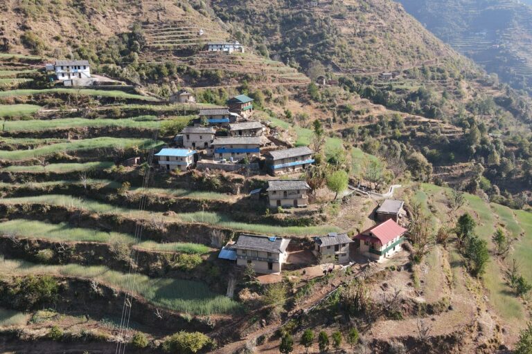 Communities and their farmlands within the project area in Jhumlabang, Bhume Rural Municipality. Image courtesy of Jhumlabang Village Foundation (JVF).
