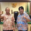 Bambang Hero Saharjo and Basuki Wasis, two environmental experts from IPB University, after the first hearing of their lawsuit against their testimony at the Cibinong District Court,