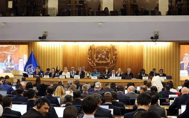The first of a four-day meeting of the International Maritime Organization's Marine Environment Protection Committee that ran Oct. 14-17 in London.