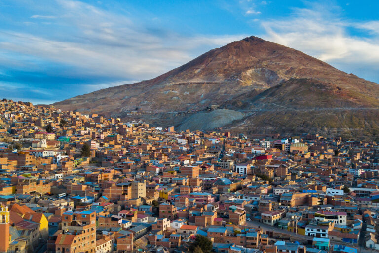 Cerro Rico mountain above the city of Potosí, Bolivia.