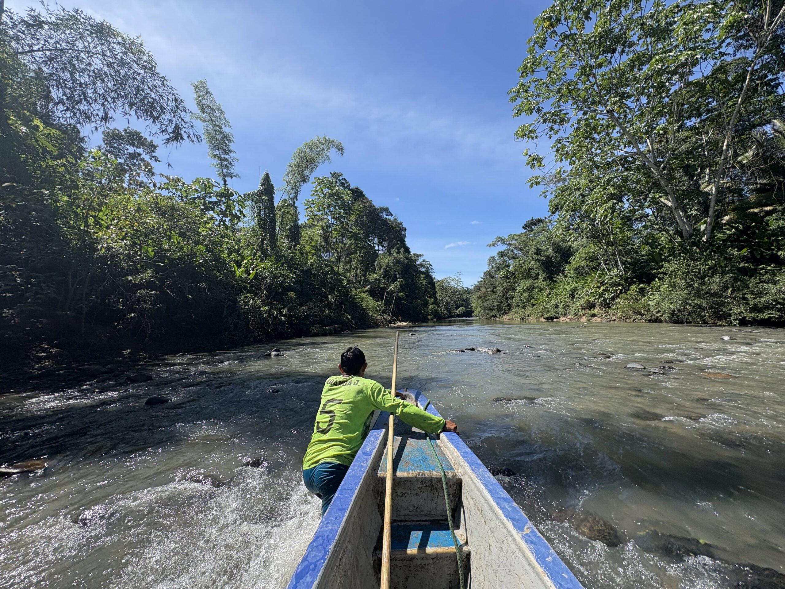 Pakayaku sits accessible only by boat — a 1.5-hour journey from the Canelos port that itself lies another 1.5 hours by road from Puyo, the nearest major city. Image by Brandi Morin.