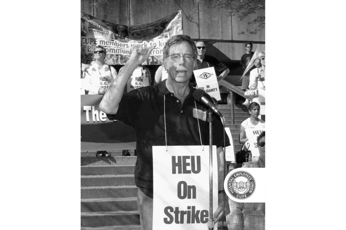 Chris Allnutt at a HEU protest.