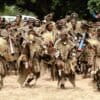 Members of the Nazareth Baptist (Shembe) Church in South Africa wearing both wildlife skins and synthetic Heritage Furs provided in partnership with Panthera. Image courtesy of Gareth Whittington-Jones/Panthera.