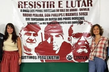 Beatriz Matos (left) and Alessandra Sampaio (right), widows of Indigenous expert Bruno Pereira and British journalist Dom Phillips,