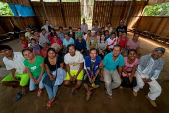 Amazon Conservation Team ACEAA and Amazon Conservation with the Tacana II community of Puerto Pérez. Photo by Pedro Laguna/Conservación Amazónica ACEAA.
