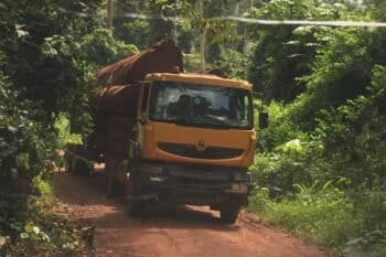 Logging truck leaves the forest in Ghana. Image courtesy of Fern.