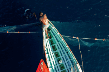 Fishing boats with nets, Grenada, Caribbean Credit: Hugh Whyte / Ocean Image Bank.