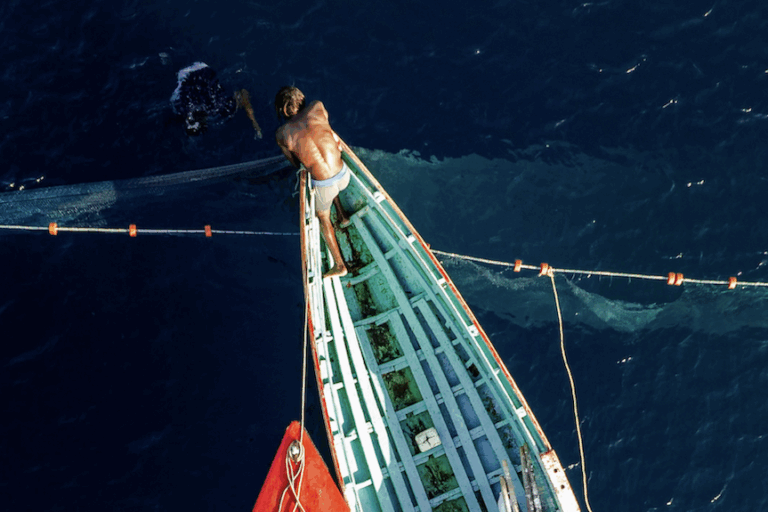 Fishing boats with nets, Grenada, Caribbean Credit: Hugh Whyte / Ocean Image Bank.