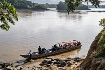 The Caquetá River serves as a vital transportation route for communities in the eastern Colombian Amazon.