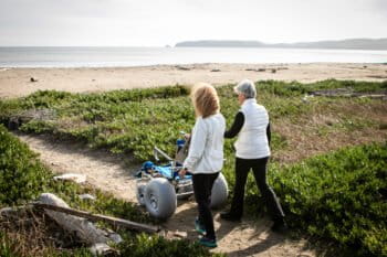 Beach wheelchairs provided by Point Reyes National Seashore Association, a group that manages the northern part of Golden Gate National Recreation Area in California, United States. Image credit: PRNA / Zoe Duerksen-Salm