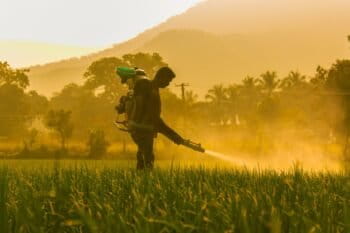 Spraying pesticides on a field. Chemical pesticides have become ubiquitous in industrial agriculture, and have contributed to a rapid rise in chronic diseases, researchers say.
