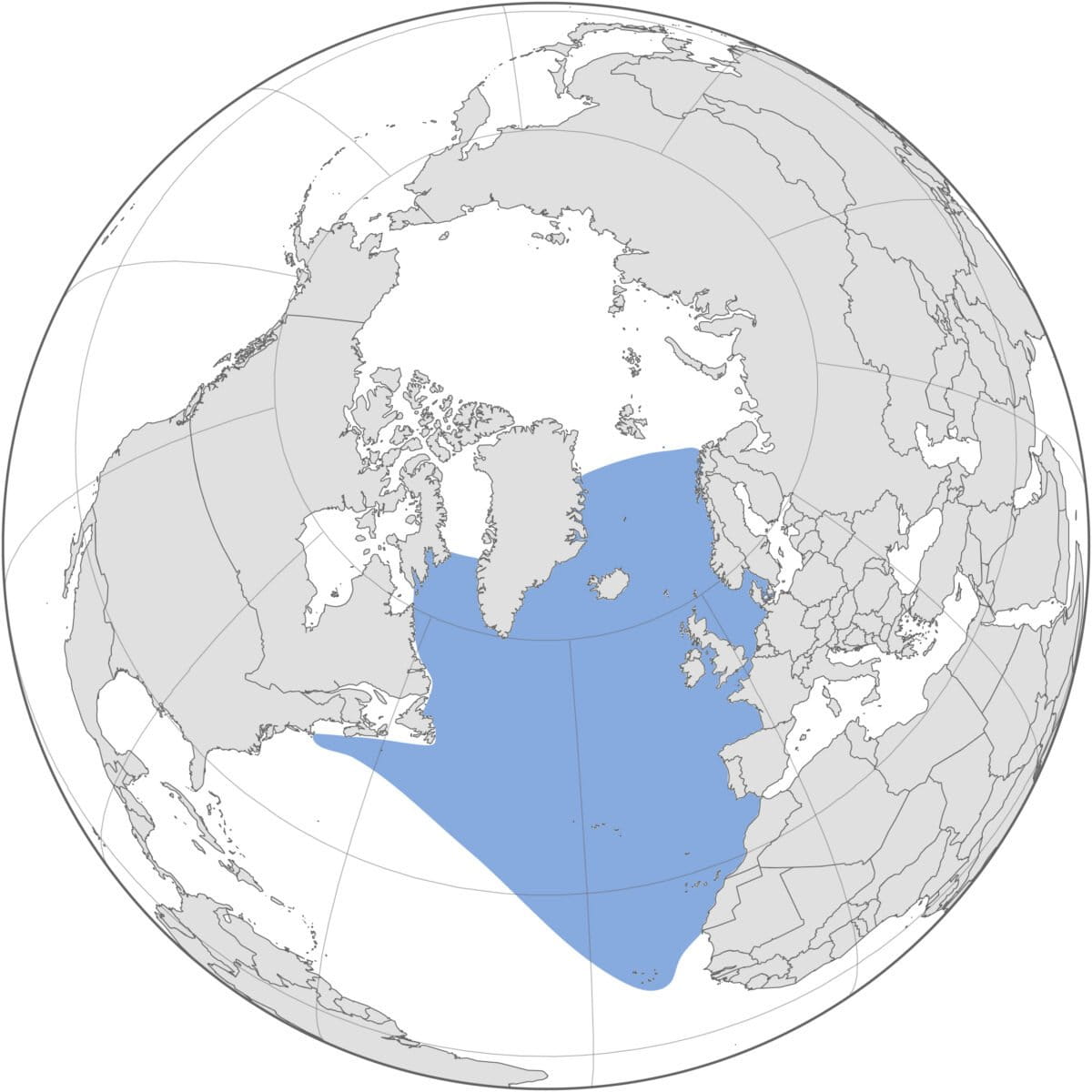Map of the northern bottlenose dolphin range. Image by Cephas via Wikimedia Commons (CC BY-SA 4.0).