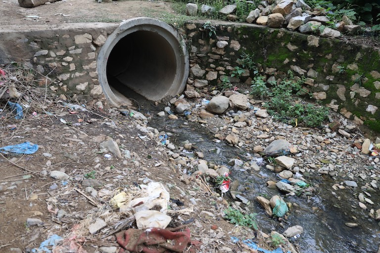 Drainage through the Public Open space in Chandragiri @Pragya Koirala sharma_ UNOPS