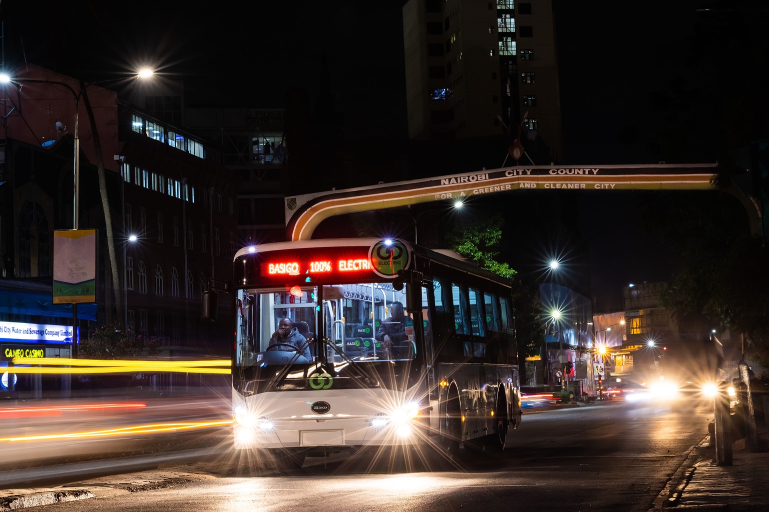 Combining eco-friendly technology with efficient transport, BasiGo buses are paving the way for a cleaner, greener future for Kenya. Image courtesy of BasiGo.
