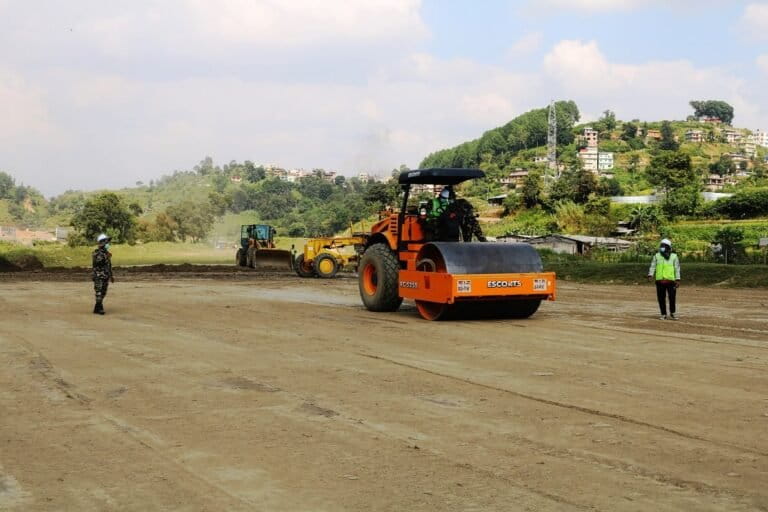 Construction personnel at work on the Kathmandu-Nijhgadh expressway. Image courtesy of Nepal Army.
