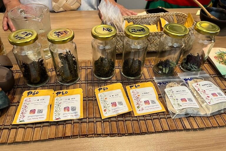 A range of tea varieties from Taiwan is showcased for sale at the Slow Food Taiwan booth during Terra Madre Asia & Pacific in Bacolod City, Philippines. Image by Keith Anthony Fabro for Mongabay.