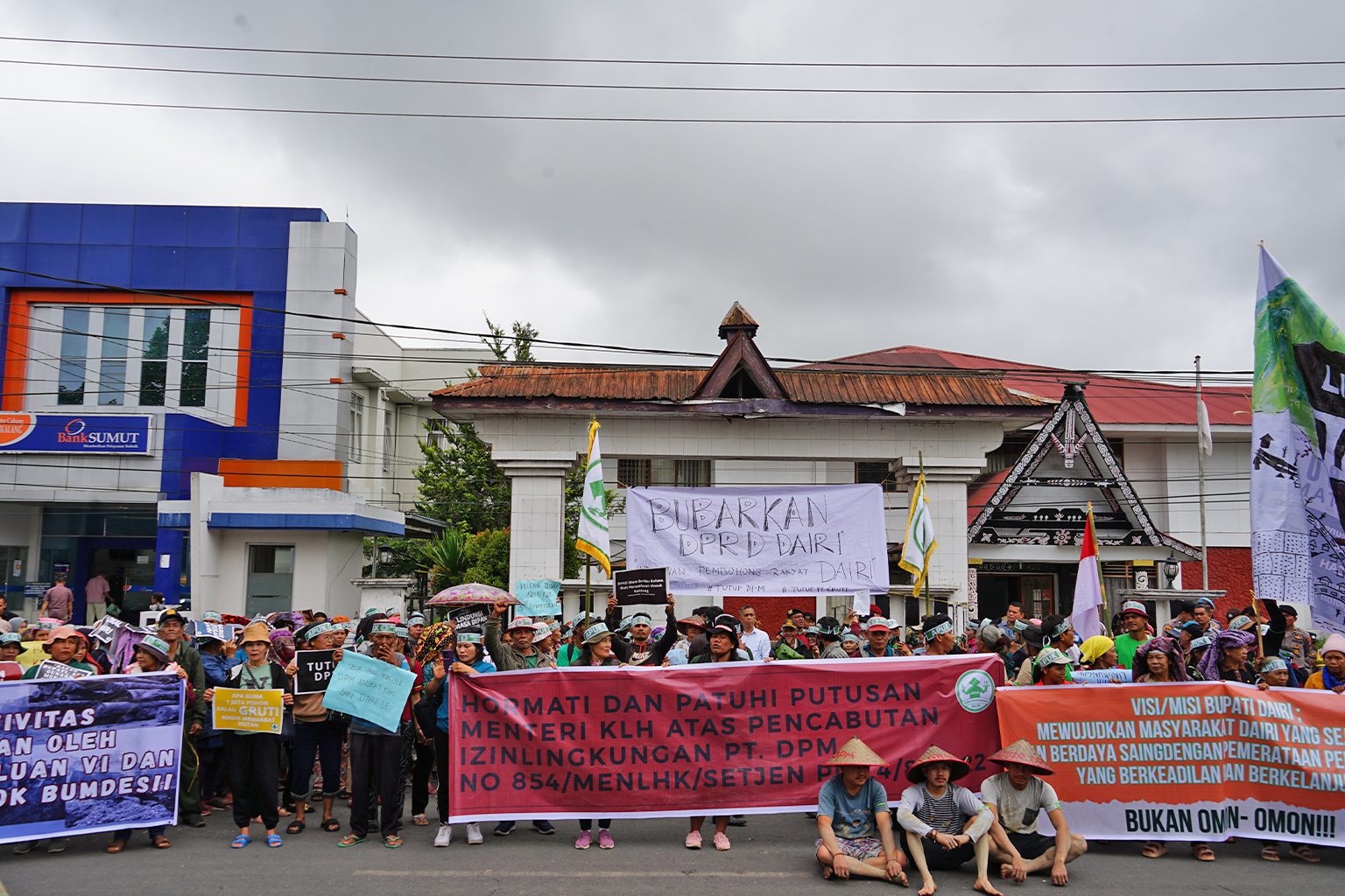 Villagers in a protest demanding that the Dairi local government not allow the mine near their village.