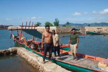 Across Kep province, fishing communities fear the Funan Techo Canal will see them lose their homes on land and their livelihoods at sea. Image by Gerald Flynn / Mongabay.
